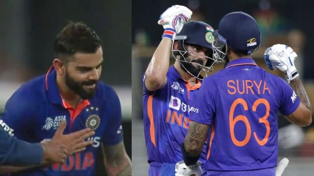 Asia Cup 2022: दुबई में चमका सूर्या तो नतमस्तक हुए विराट, हांगकांग के खिलाफ धमाकेदार पारी के बाद यूं किया नमन Asia Cup 2022: दुबई में चमका सूर्या तो नतमस्तक हुए विराट, हांगकांग के खिलाफ धमाकेदार पारी के बाद यूं किया नमन