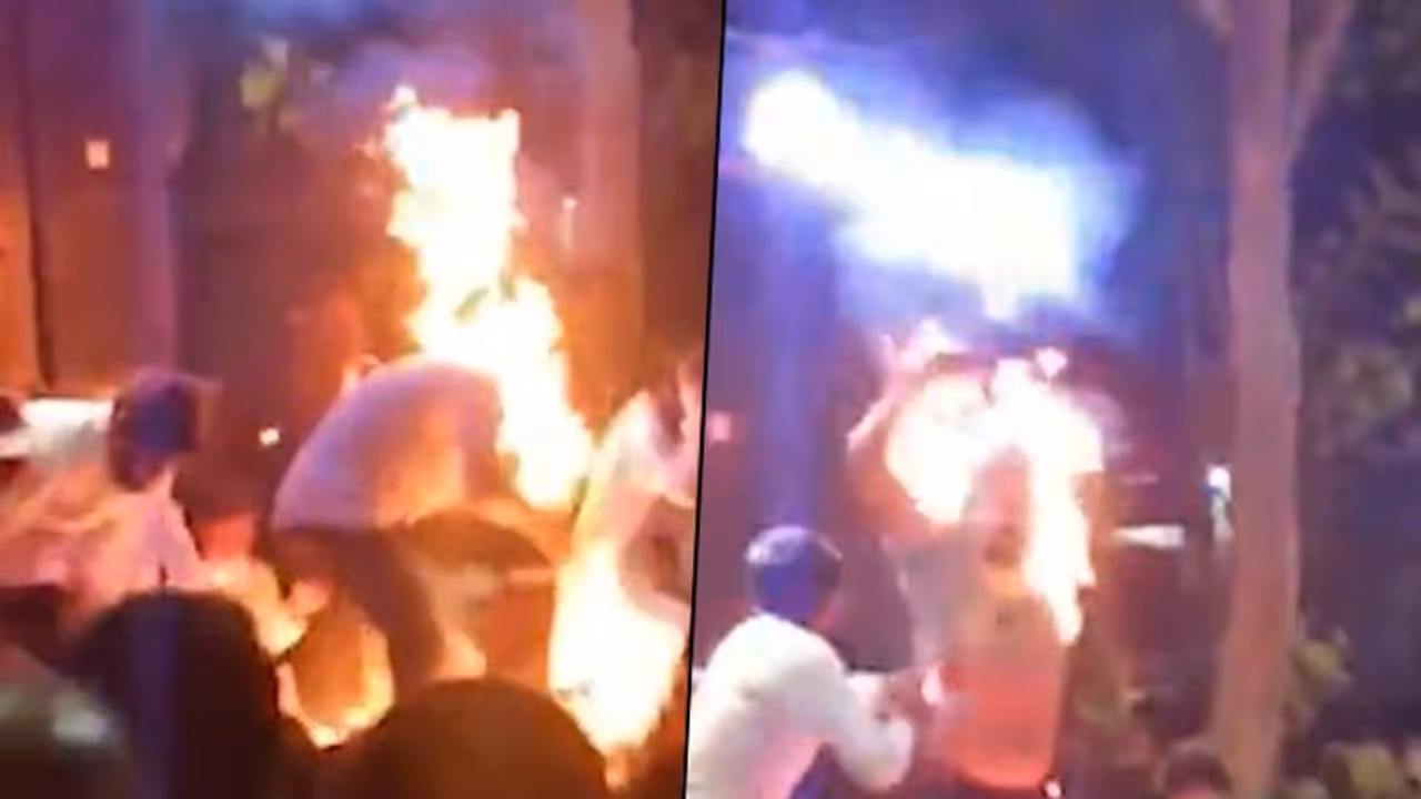 Man accidentally set himself on fire while performing dangerous stunt in Gujarat; watch video