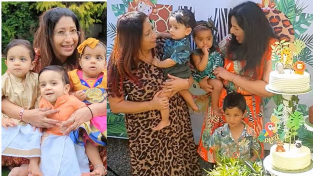 ഒറ്റ പ്രസവത്തിൽ ജനിച്ച മൂന്ന് പേരക്കുട്ടികളുടെ പിറന്നാള്‍ ആഘോഷം; വീഡിയോ പങ്കുവച്ച് ലക്ഷ്മി നായർ