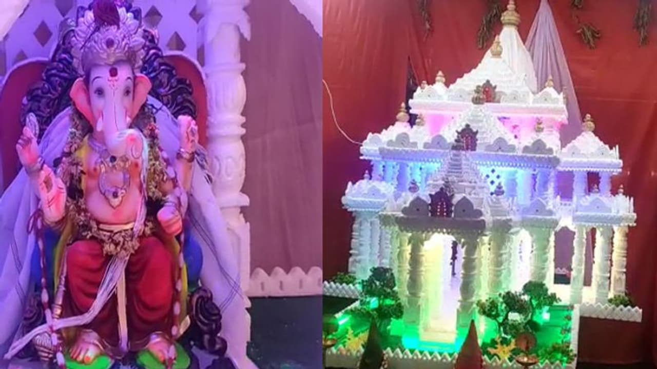 థర్మాకోల్, ఐస్‌క్రీమ్ పుల్లలతో అయోధ్య రామమందిరం.. అందులో బొజ్జ గణపతి, వీడియో వైరల్