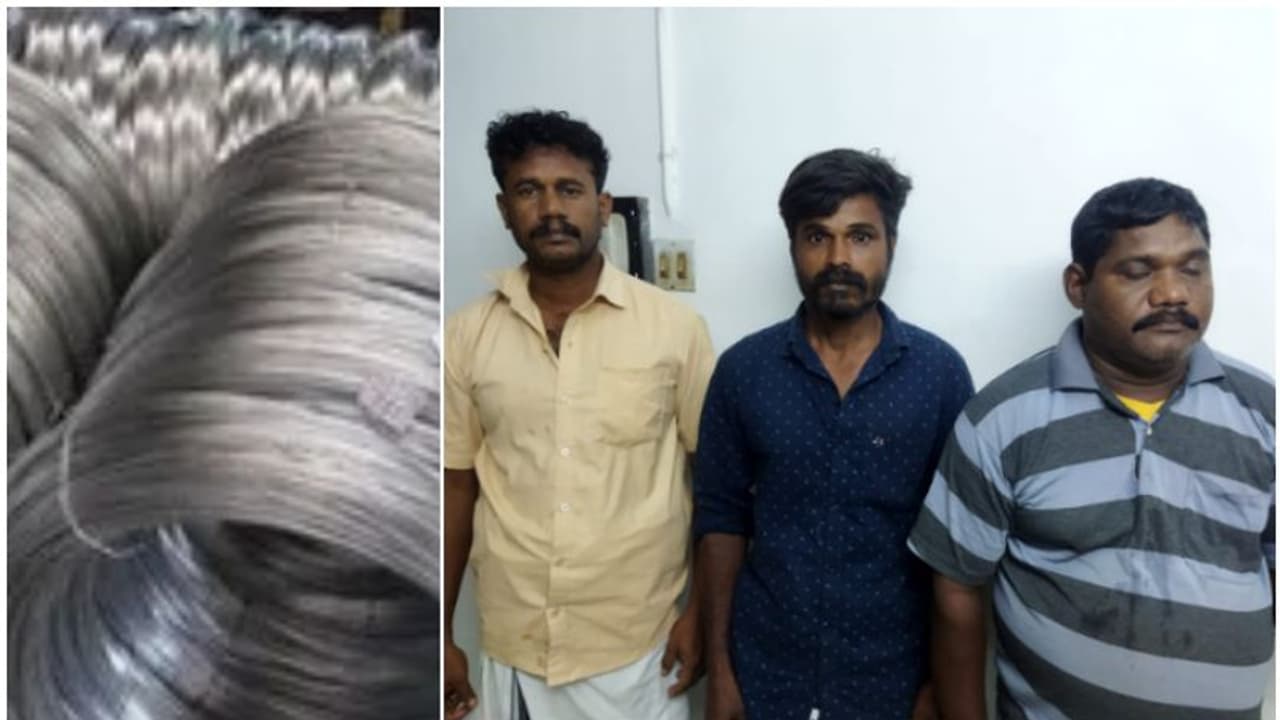 ജോലി ലൈറ്റ് പരിപാലനം, കെഎസ്ഇബിയുടെ ലക്ഷങ്ങളുടെ കമ്പി മോഷ്ടിച്ച് വിറ്റു; വാങ്ങിയ ആളും പ്രതി, 3 പേർ അറസ്റ്റിൽ ജോലി ലൈറ്റ് പരിപാലനം, കെഎസ്ഇബിയുടെ ലക്ഷങ്ങളുടെ കമ്പി മോഷ്ടിച്ച് വിറ്റു; വാങ്ങിയ ആളും പ്രതി, 3 പേർ അറസ്റ്റിൽ