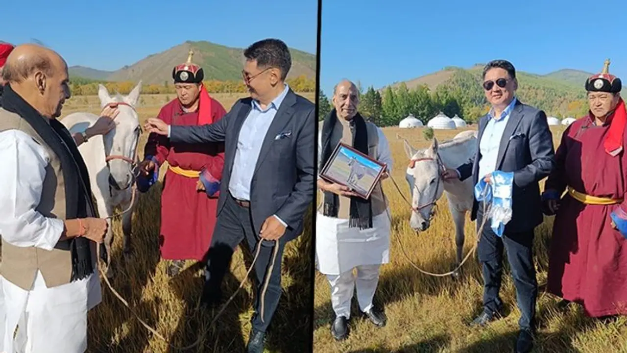 Mongolian President gifts horse to defence minister Rajnath Singh, names it 'Tejas'