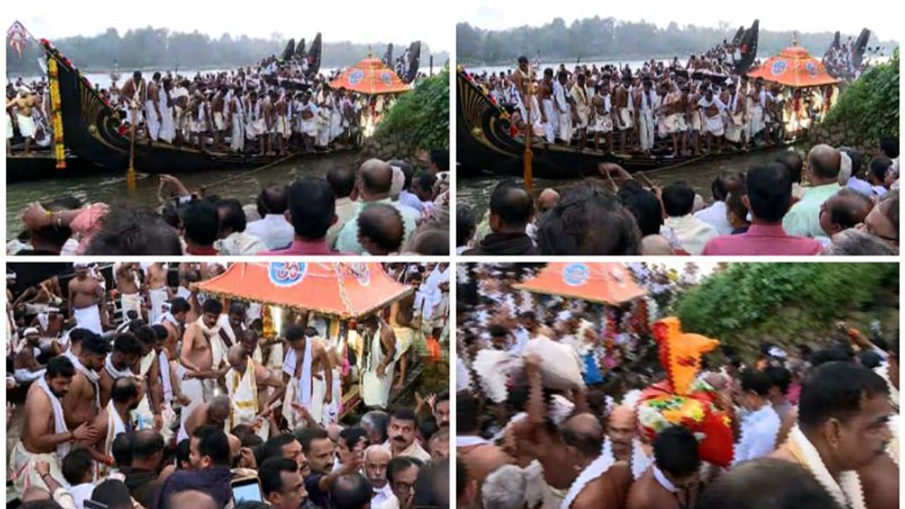 ആഘോഷത്തിമിർപ്പിൽ : തിരുവോണ സദ്യക്കുള്ള വിഭവങ്ങളുമായി തിരുവോണത്തോണി ആറന്മുള ക്ഷേത്രത്തിൽ