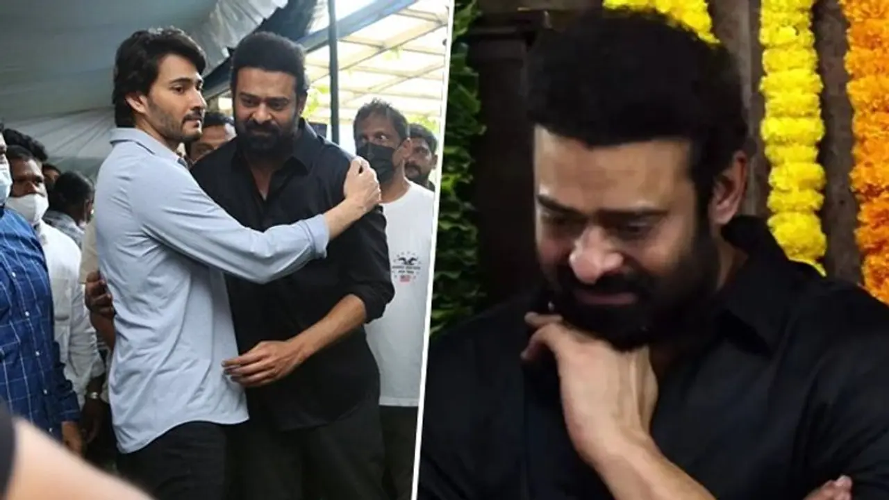 Prabhas cried non-stop at uncle Krishnam Raju's funeral; Allu Arjun, Mahesh Babu console him 