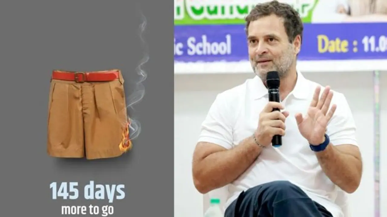 Congress photo of burning 'Khaki shorts' kicks up storm; Congress is evil, says BJP Congress photo of burning 'Khaki shorts' kicks up storm; Congress is evil, says BJP