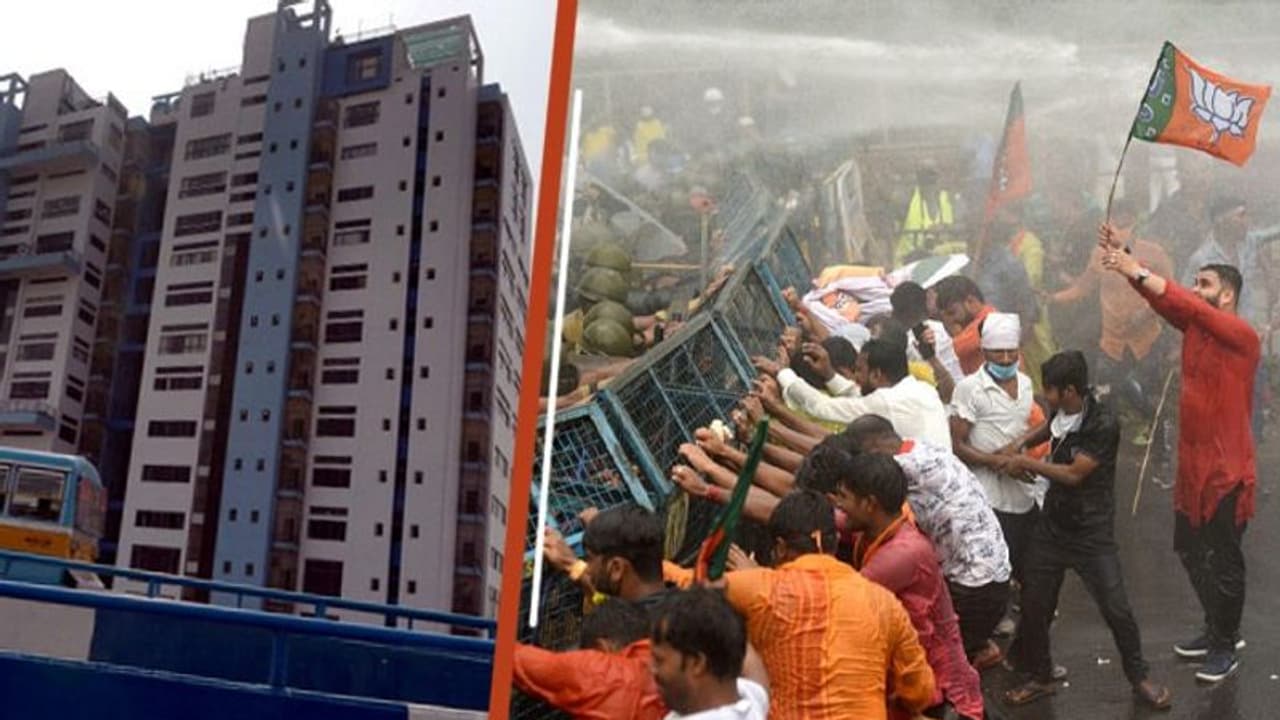 bjp rally in kolkata: கொல்கத்தா பாஜக போராட்டம்! போலீஸ் வாகனம் தீ வைப்பு: கண்ணீர் புகைக்குண்டு வீச்சு(வீடியோ) bjp rally in kolkata: கொல்கத்தா பாஜக போராட்டம்! போலீஸ் வாகனம் தீ வைப்பு: கண்ணீர் புகைக்குண்டு வீச்சு(வீடியோ)