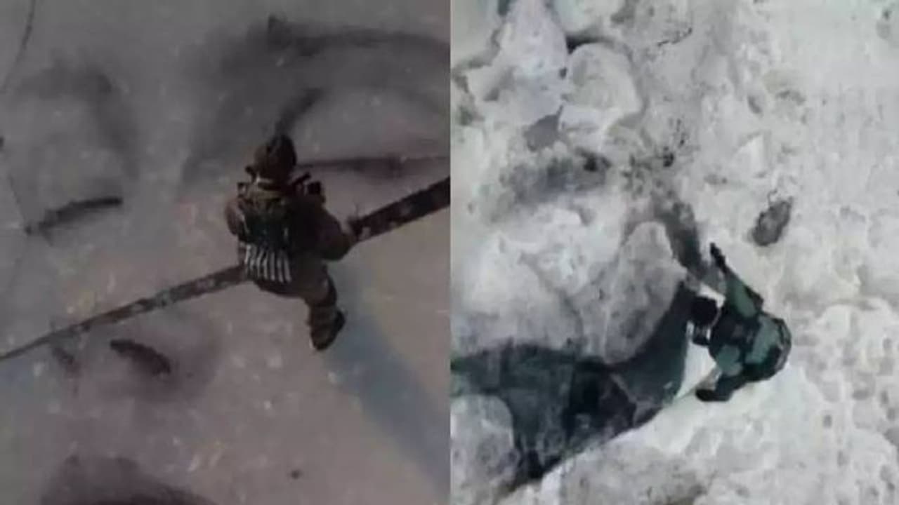 തണുത്തുറഞ്ഞ ബാൾട്ടിക് കടൽ, അതിൽ അപകടകരമായ രീതിയിൽ നീന്തിക്കൊണ്ട് ചിത്രംവര