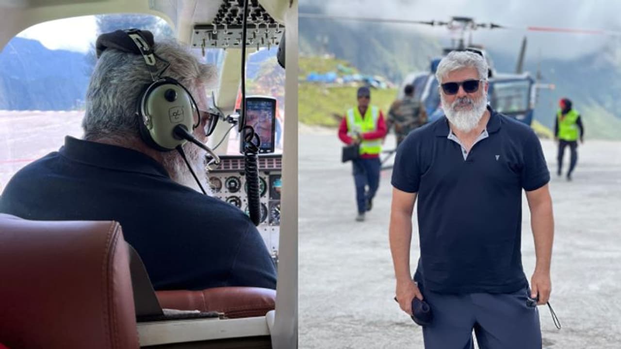 பைக் ரைடுக்கு ரெஸ்ட் விட்டு.. கெத்தாக ஹெலிகாப்டரில் பறந்த நடிகர் அஜித் வைரலாகும் வீடியோ
