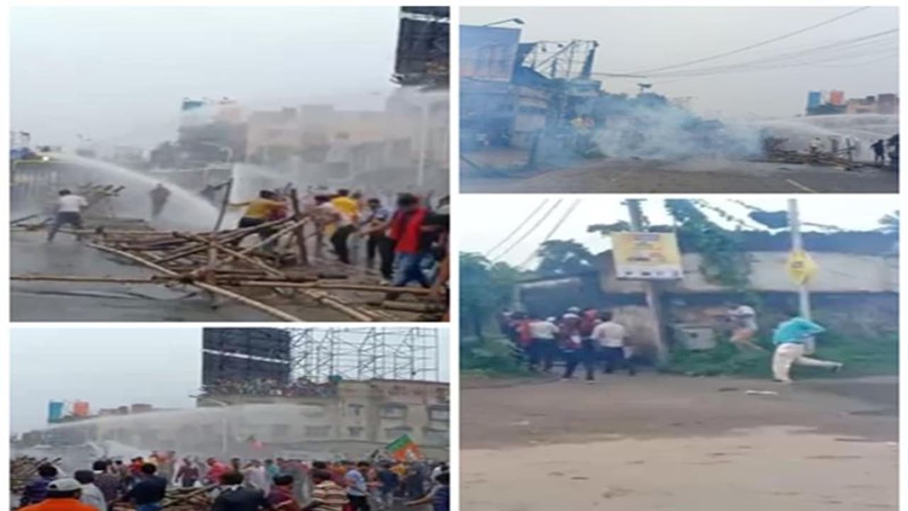 নবান্ন অভিযানে বিজেপি র মিছিল ঘিরে ধুন্ধুমার, জলকামান, কাঁদানে গ্যাস নিয়ে প্রতিরোধ পুলিশের নবান্ন অভিযানে বিজেপি র মিছিল ঘিরে ধুন্ধুমার, জলকামান, কাঁদানে গ্যাস নিয়ে প্রতিরোধ পুলিশের