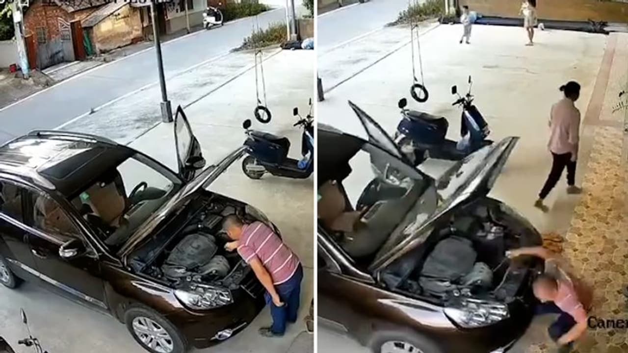 Watch: Automatic car crushes mechanic while he was repairing it