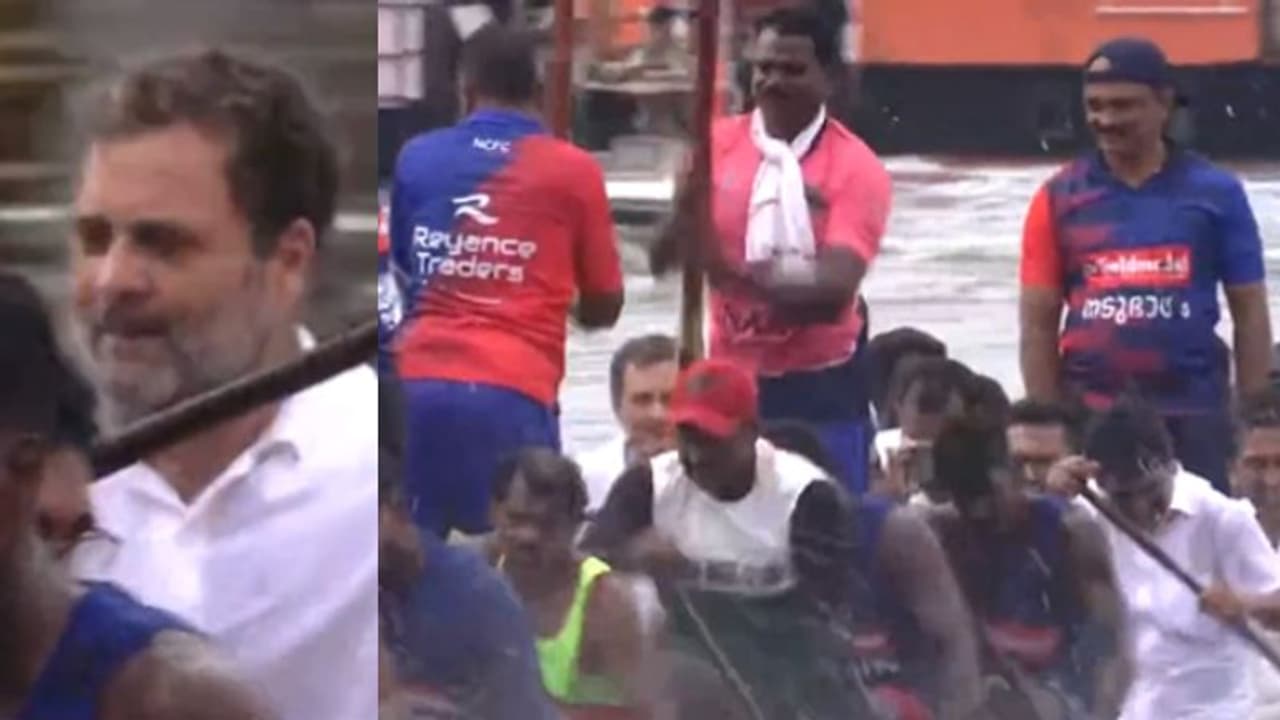 ചുണ്ടൻ വള്ളത്തിൽ തുഴയെടുത്ത് രാഹുൽ ഗാന്ധി, ആഞ്ഞു തുഴയുന്ന വള്ളത്തിൽ കെസി വേണുഗോപാലും വീഡിയോ ചുണ്ടൻ വള്ളത്തിൽ തുഴയെടുത്ത് രാഹുൽ ഗാന്ധി, ആഞ്ഞു തുഴയുന്ന വള്ളത്തിൽ കെസി വേണുഗോപാലും വീഡിയോ