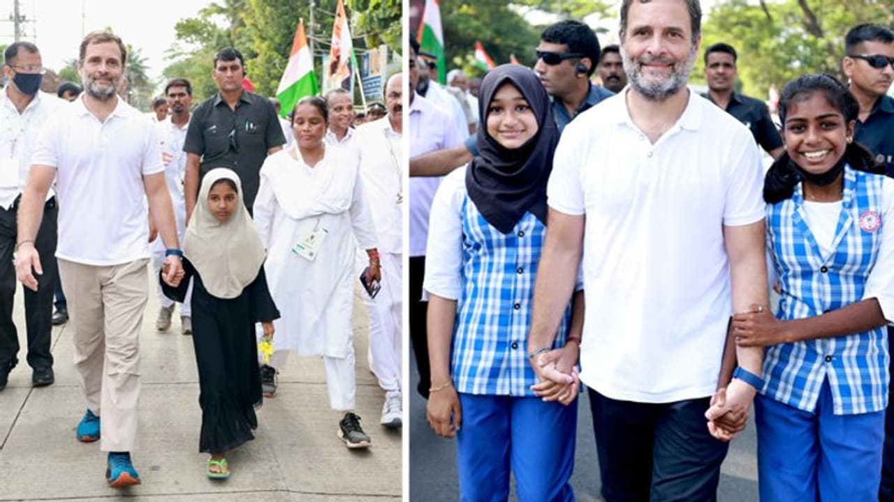 Hijab Girl के साथ राहुल गांधी की इस तस्वीर से कंट्रोवर्सी, भारत जोड़ो यात्रा पर तुष्टिकरण की राजनीति का आरोप Hijab Girl के साथ राहुल गांधी की इस तस्वीर से कंट्रोवर्सी, भारत जोड़ो यात्रा पर तुष्टिकरण की राजनीति का आरोप