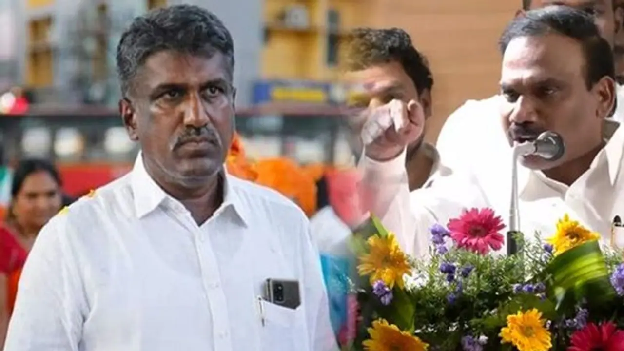 போலீஸ் பாதுகாப்பு இல்லாமல் காலை வைத்து பாருடா நாயே.. ஆ.ராசாவை மிரட்டிய பாஜக மாவட்ட தலைவர் கைது.! போலீஸ் பாதுகாப்பு இல்லாமல் காலை வைத்து பாருடா நாயே.. ஆ.ராசாவை மிரட்டிய பாஜக மாவட்ட தலைவர் கைது.!