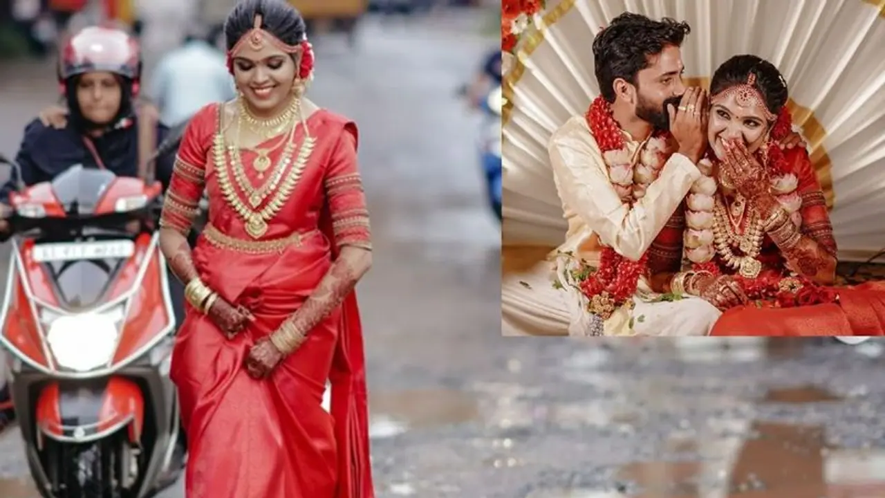 ರಸ್ತೆ ಹೊಂಡಗಳ ನಡುವೆ Pre Wedding Photoshoot: ವೈರಲ್ ಆದ್ಲು ಕೇರಳದ ವಧು