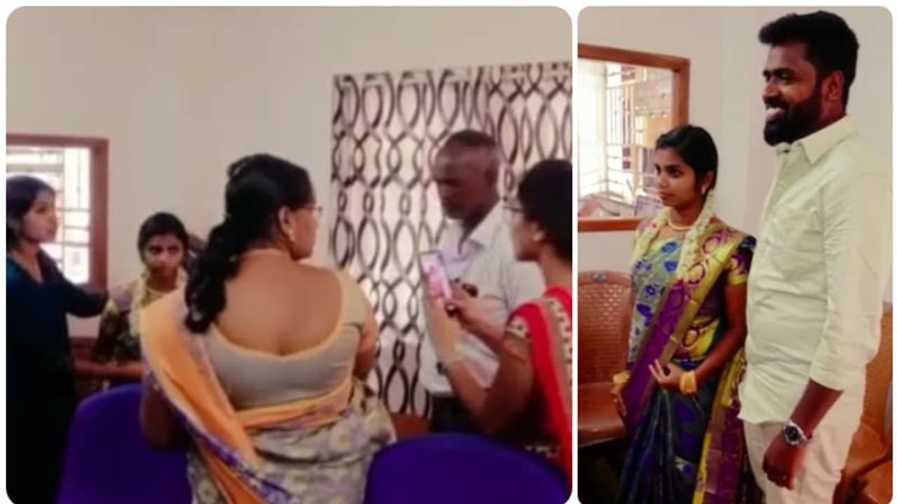 എതിര്‍ത്ത് വീട്ടുകാര്‍, യുവതിയെ വിളിച്ചിറക്കി പഞ്ചായത്തിലെത്തി യുവാവ്;താലിയെടുത്ത് നല്‍കി പ്രസിഡന്‍റ്, കല്യാണം