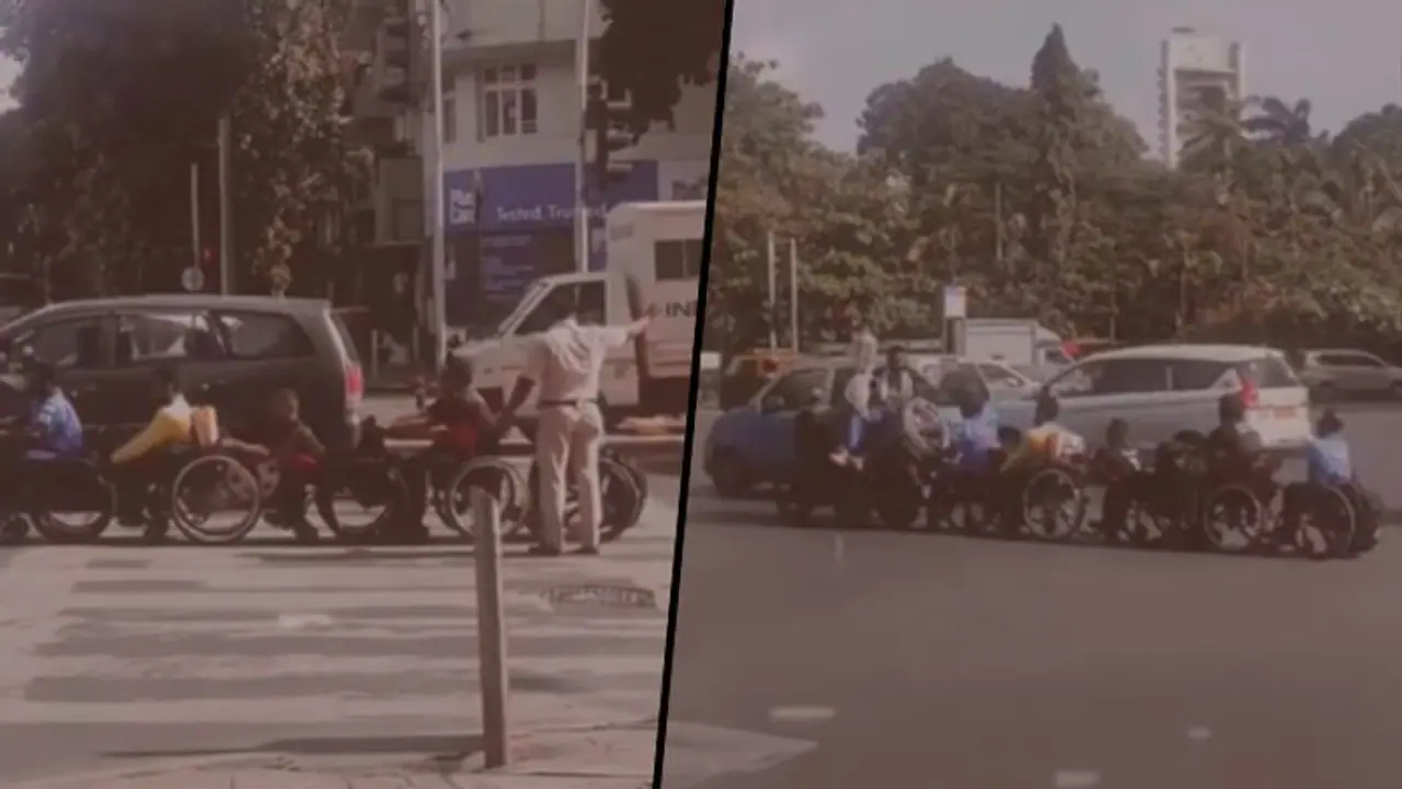 Mumbai traffic cop helps specially abled people cross busy road; netizens lauds his gesture