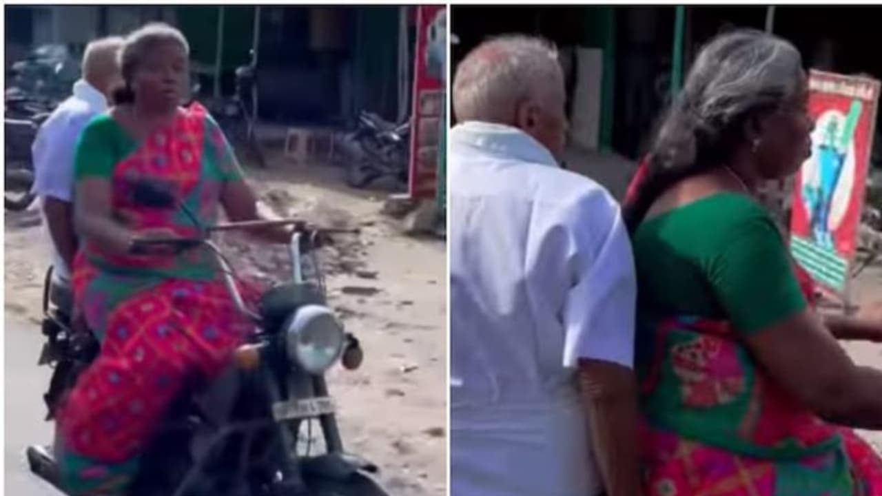 Viral Video: ഭര്ത്താവിനെ പിന്നിലിരുത്തി ഭാര്യയുടെ മോട്ടോര്സൈക്കിള് യാത്ര; വൈറലായി വീഡിയോ Viral Video: ഭര്ത്താവിനെ പിന്നിലിരുത്തി ഭാര്യയുടെ മോട്ടോര്സൈക്കിള് യാത്ര; വൈറലായി വീഡിയോ