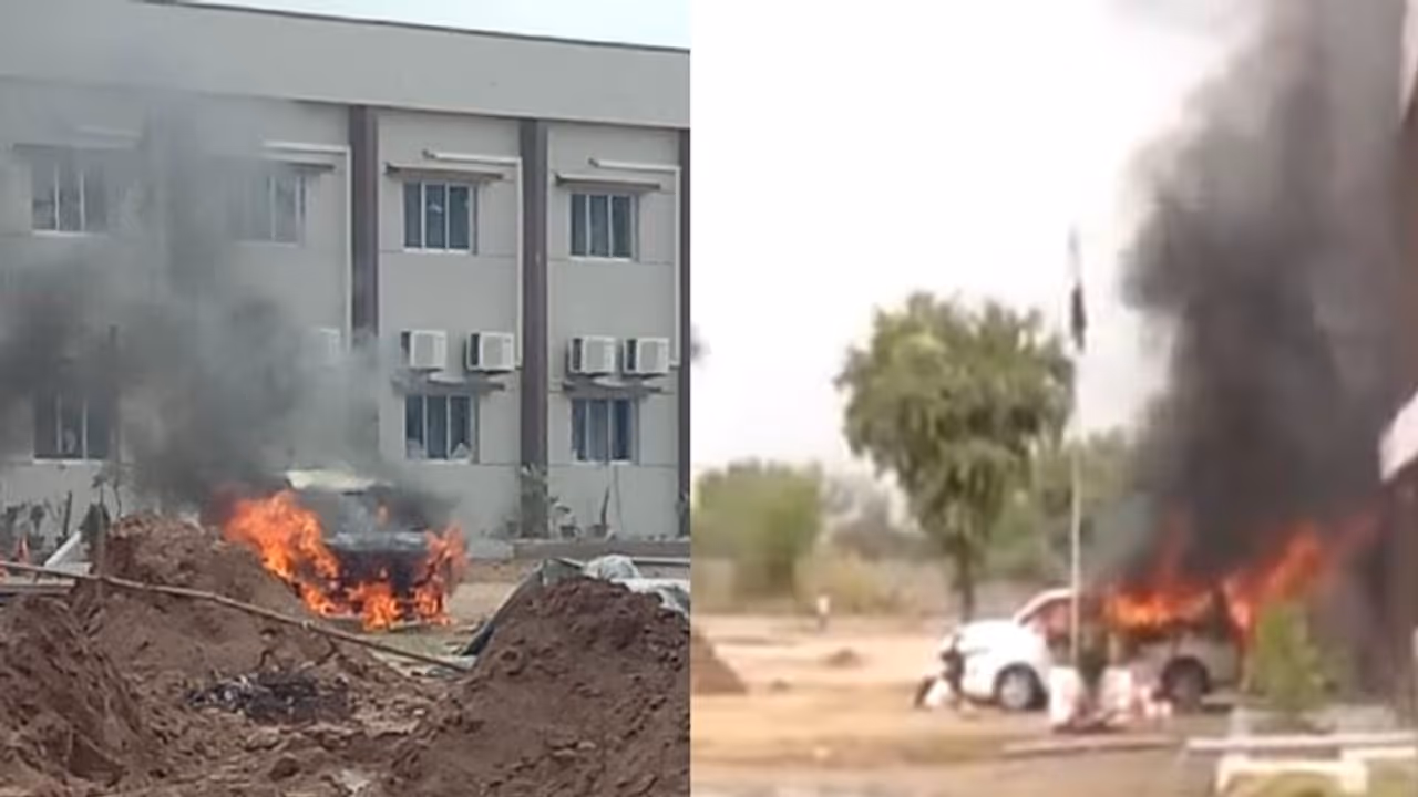 राजस्थान में मजदूर की मौत पर बवालः फैक्ट्री के बाहर मालिक की गाड़ी में लगा दी आग, 6 थानों की पुलिस तैनात