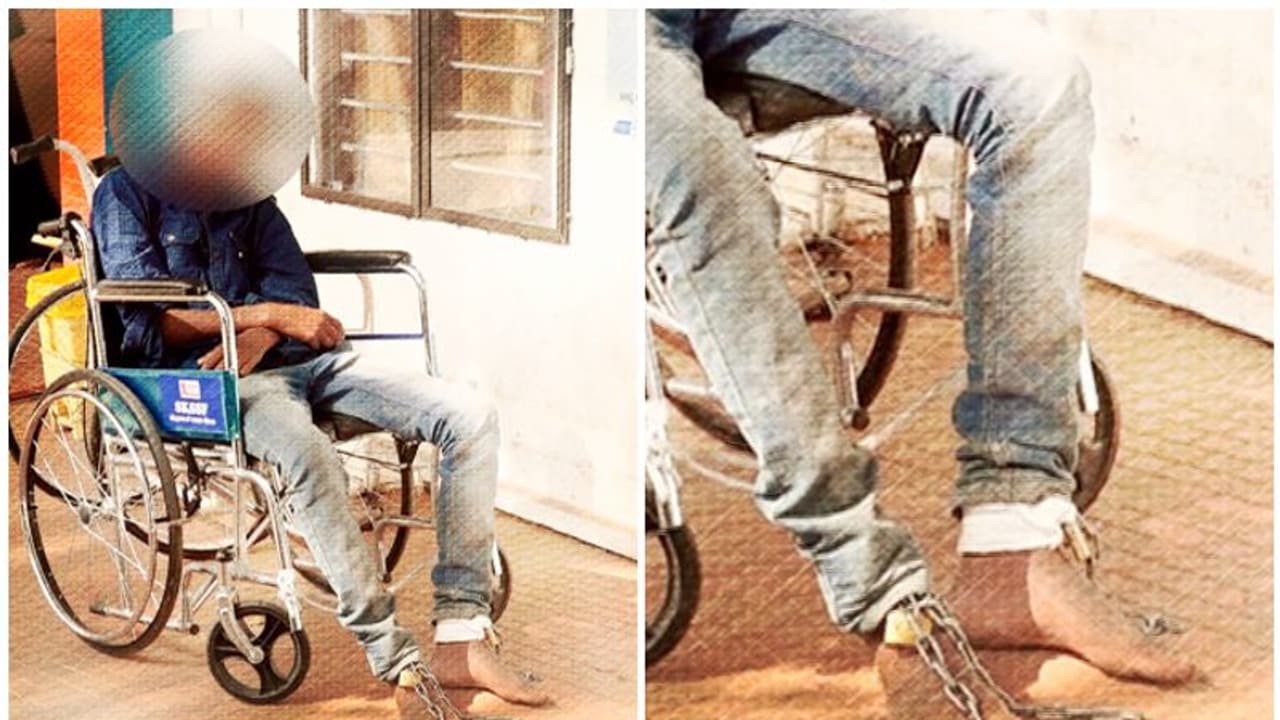 രണ്ട് കാലിലും ചങ്ങല, ഏഴുന്നേൽക്കാൻ പോലും ആകുന്നില്ല; അജ്ഞാതനായ യുവാവ് തിരൂരിൽ, ദുരൂഹത 