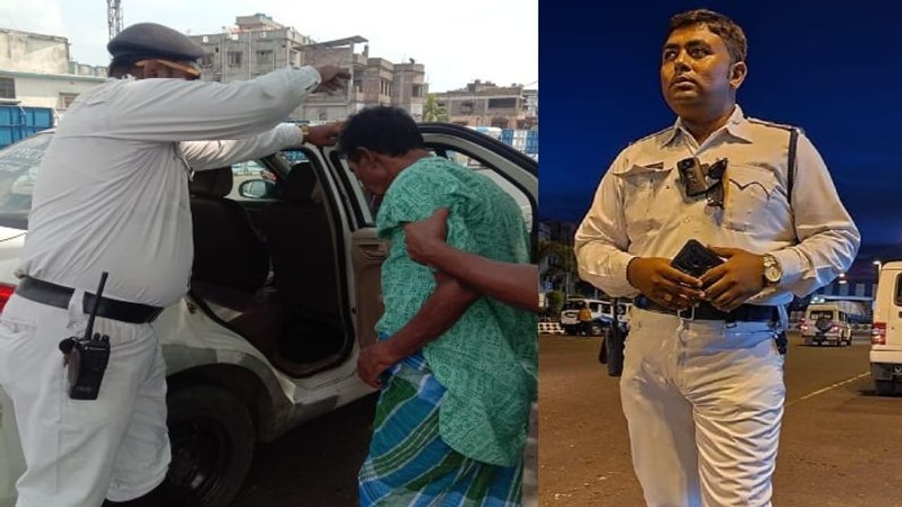 হাসপাতালের পথে হঠাৎ বিকল অ্যাম্বুলেন্স, গুরুতর অসুস্থ রোগীর উদ্ধারে নিজেই লেগে পড়লেন কলকাতা পুলিশের সুপ্রভাত