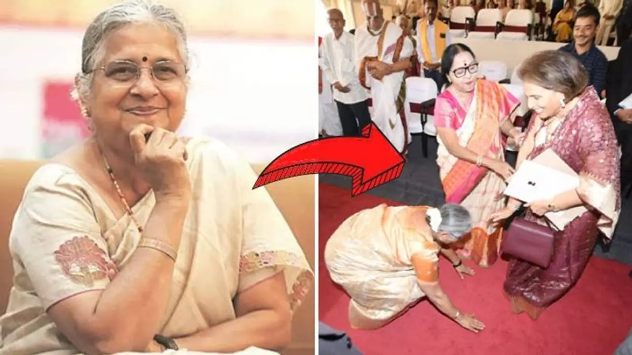 மைசூர் பெண்ணின் காலில் விழுந்த இன்போசிஸ் தலைவர் சுதா மூர்த்தி.. இதுதான் காரணமா ? வைரல் போட்டோ.! மைசூர் பெண்ணின் காலில் விழுந்த இன்போசிஸ் தலைவர் சுதா மூர்த்தி.. இதுதான் காரணமா ? வைரல் போட்டோ.!