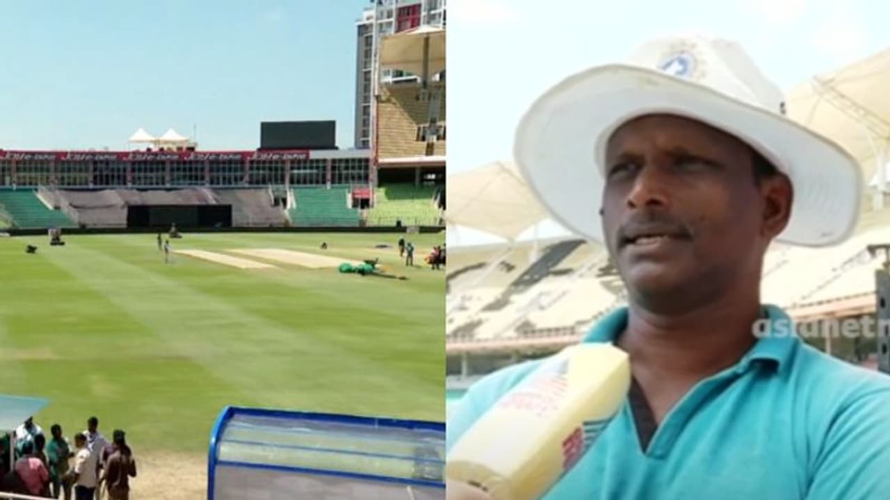 തണ്ണിമത്തൻ കായ്‌ച്ച് കിടന്നിടത്ത് ഇനി സിക്‌സര്‍ വിളയും; പിച്ചിന്‍റെ അണിയറയില്‍ ക്യുറേറ്റർ എ എം ബിജു