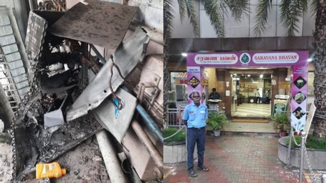 சென்னை சரவண பவன் ஓட்டலில் ஏசி கியாஸ் சிலிண்டர் வெடித்து விபத்து.. 4 பேர் படுகாயம்..! சென்னை சரவண பவன் ஓட்டலில் ஏசி கியாஸ் சிலிண்டர் வெடித்து விபத்து.. 4 பேர் படுகாயம்..!