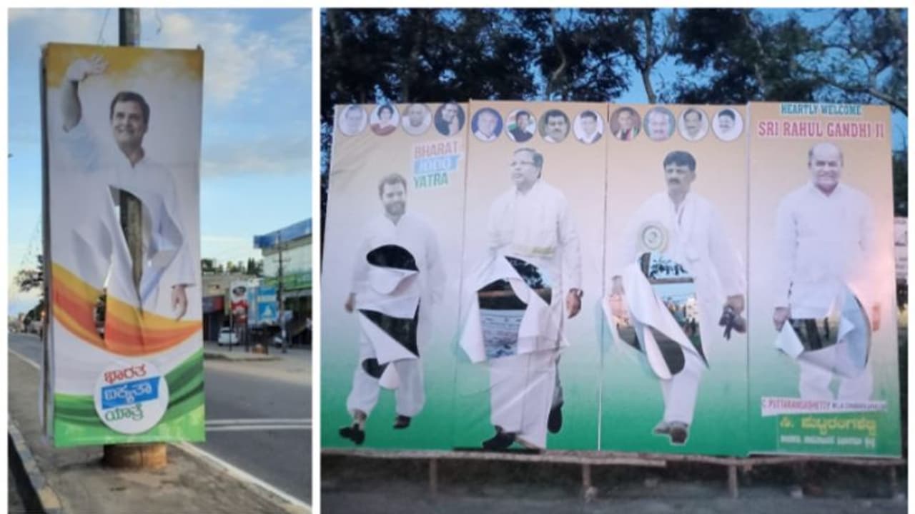  ജോഡോ യാത്ര എത്തും മുമ്പേ രാഹുലിന്റെ പോസ്റ്ററുകൾ കീറി; പിന്നിൽ ബിജെപിയെന്ന് കോൺ​ഗ്രസ്