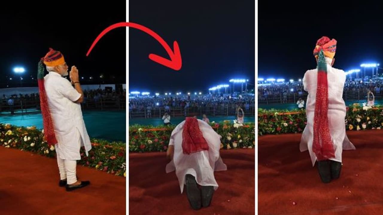 மண்டியிட்டு மன்னிப்பு கேட்ட பிரதமர் மோடி.. ஏன் ? எதற்கு ? எங்கே ? வைரல் வீடியோவால் பரபரப்பு !
