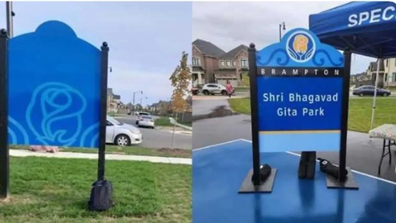 'Blank sign left during repairs': Canadian authorities deny vandalism at Shri Bhagavad Gita Park