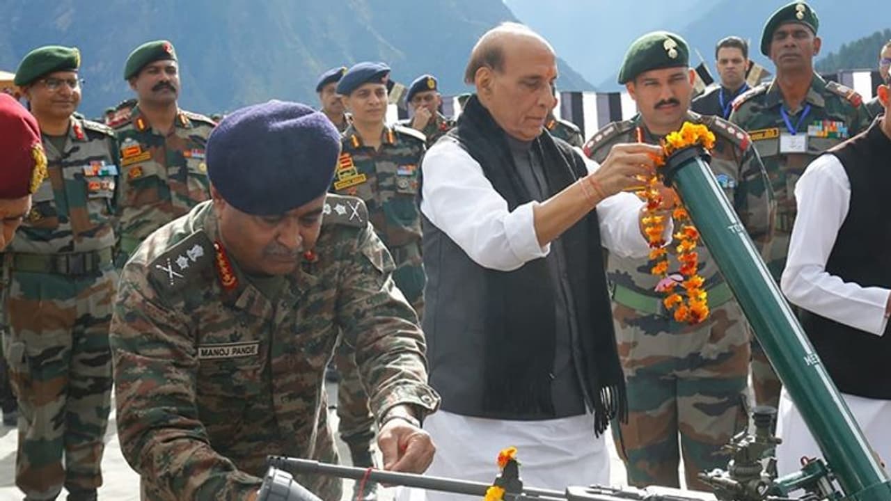 'Armed forces are real pride of India': Rajnath Singh hails soldiers' valour; performs 'Shastra Puja' in Auli 