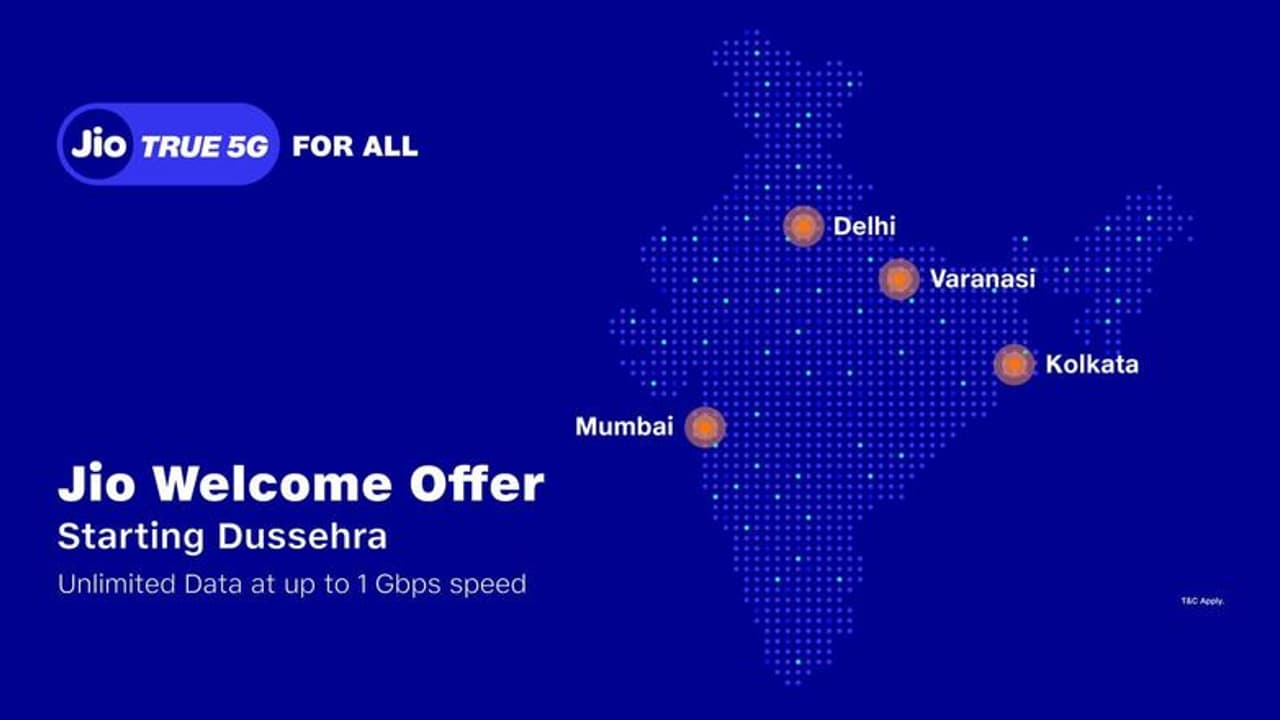 ఇండియాలో జియో 5జి సర్వీస్ ప్రారంభం.. 1Gbps స్పీడ్ తో 5జి వెల్కమ్ ఆఫర్.. ఇండియాలో జియో 5జి సర్వీస్ ప్రారంభం.. 1Gbps స్పీడ్ తో 5జి వెల్కమ్ ఆఫర్..