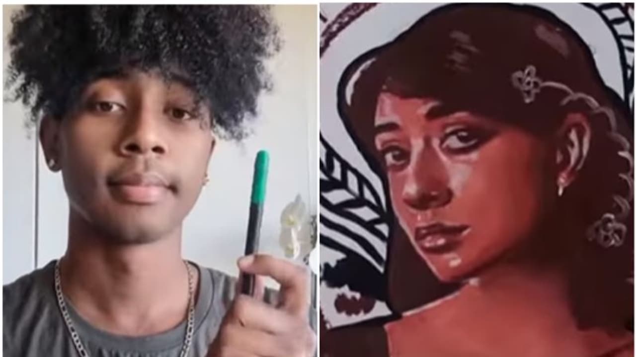 ലിപ്സ്റ്റിക്ക് ഉപയോഗിച്ച് യുവതിയുടെ ചിത്രം; അതിഗംഭീരമെന്ന് നെറ്റിസണ്‍സ് 