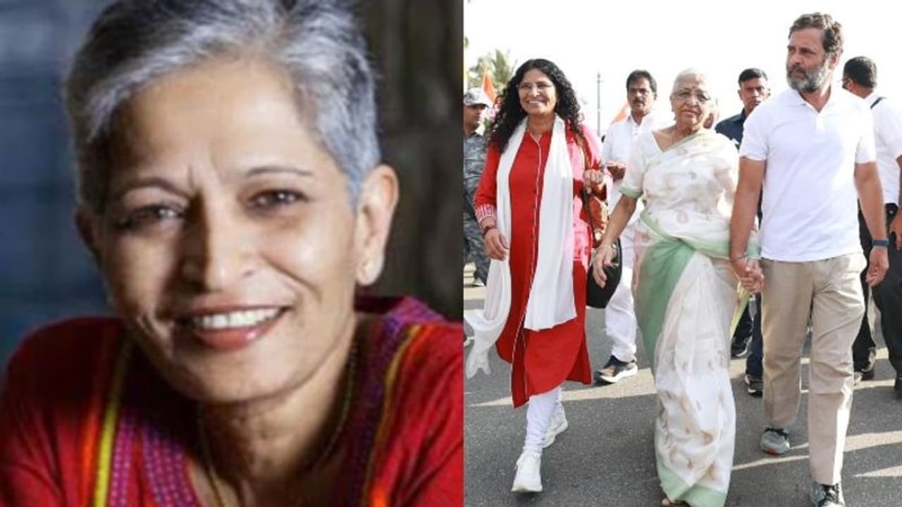 ഭാരത് ജോഡോ യാത്ര: രാഹുൽ ഗാന്ധിക്കൊപ്പം നടന്ന് ഗൗരി ലങ്കേഷിന്റെ കുടുംബം ഭാരത് ജോഡോ യാത്ര: രാഹുൽ ഗാന്ധിക്കൊപ്പം നടന്ന് ഗൗരി ലങ്കേഷിന്റെ കുടുംബം