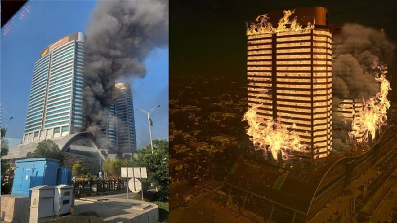 शापित तस्वीर: जैसा महीनेभर पहले आर्टिस्ट ने दिखाया, ठीक वैसे ही पाकिस्तान के इस विशाल मॉल में लगी आग शापित तस्वीर: जैसा महीनेभर पहले आर्टिस्ट ने दिखाया, ठीक वैसे ही पाकिस्तान के इस विशाल मॉल में लगी आग