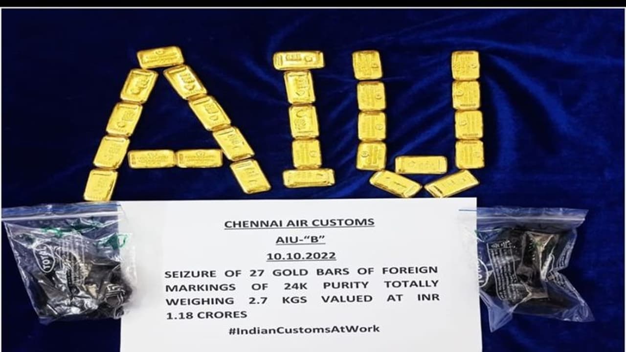 சென்னைக்கு கடத்தி வரப்பட்ட ரூ.1.18 கோடி தங்கம் பறிமுதல்