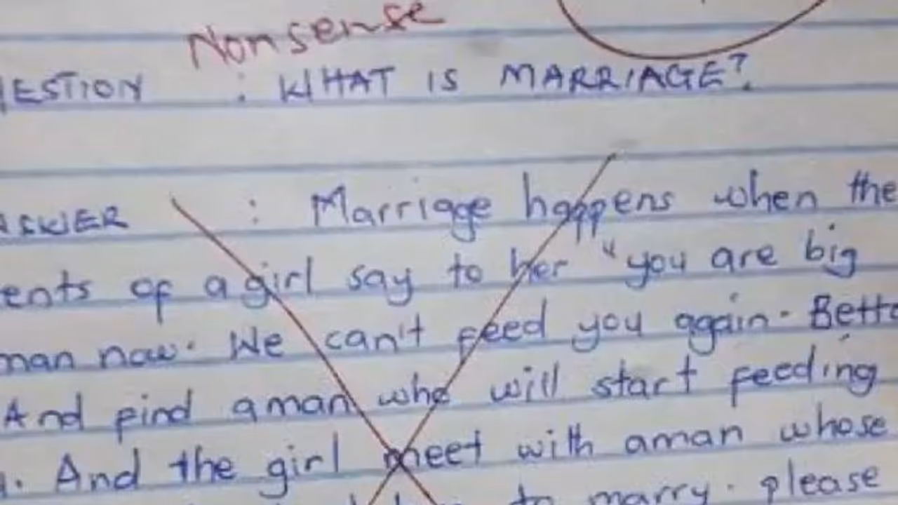 എന്താണ് വിവാഹം എന്ന് ചോദ്യം? വിദ്യാര്‍ത്ഥി എഴുതിയ ഉത്തരം വൈറലാകുന്നു...