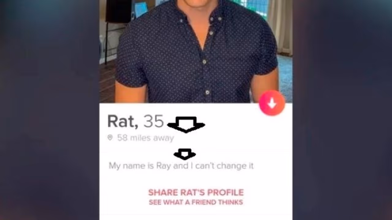 डेटिंग प्रोफाइल में शख्स ने गलती से नाम लिख दिया Ray की जगह Rat, ट्रोलर्स ने लगा दी क्लास डेटिंग प्रोफाइल में शख्स ने गलती से नाम लिख दिया Ray की जगह Rat, ट्रोलर्स ने लगा दी क्लास