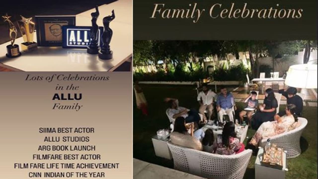 फिल्म फेयर अवार्ड मिलने पर अल्लू अर्जुन की फैमिली ने मनाया जश्न,'पुष्पा' ने फैमली अचीवमेंट की शेयर की तस्वीरें फिल्म फेयर अवार्ड मिलने पर अल्लू अर्जुन की फैमिली ने मनाया जश्न,'पुष्पा' ने फैमली अचीवमेंट की शेयर की तस्वीरें