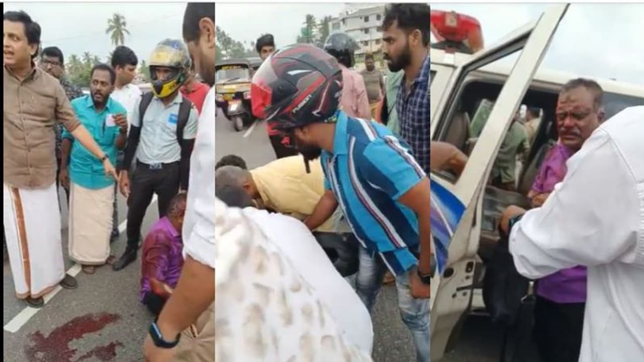 വാഹനാപകടത്തില്‍ പരിക്കേറ്റ് ചോരയൊലിച്ച് റോഡിലിരുന്ന് വയോധികന്‍; രക്ഷകനായി മന്ത്രി മുഹമ്മദ് റിയാസ്