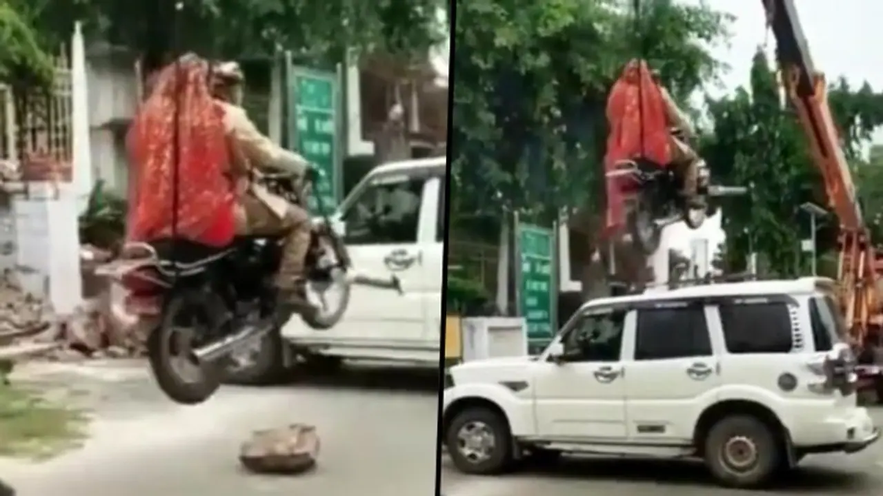 Viral video: Desi couple performs bike stunt for the pre wedding shoot