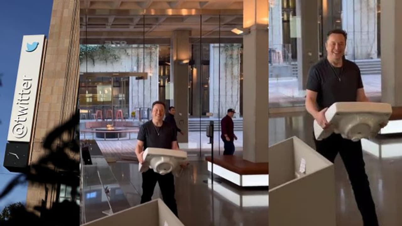 ട്വിറ്റര്‍ ആസ്ഥാനത്തേക്ക് ബാത്ത്റൂം സിങ്കുമായി എത്തുന്ന മസ്ക്; വീഡിയോ വൈറല്‍