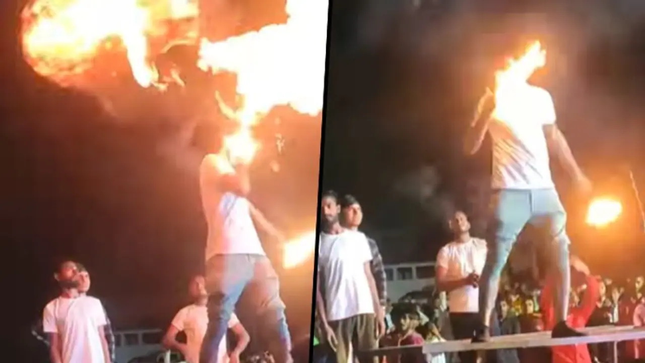 Stuntman's beard catches fire as he performs dangerous stunt; horrific incident goes viral Stuntman's beard catches fire as he performs dangerous stunt; horrific incident goes viral