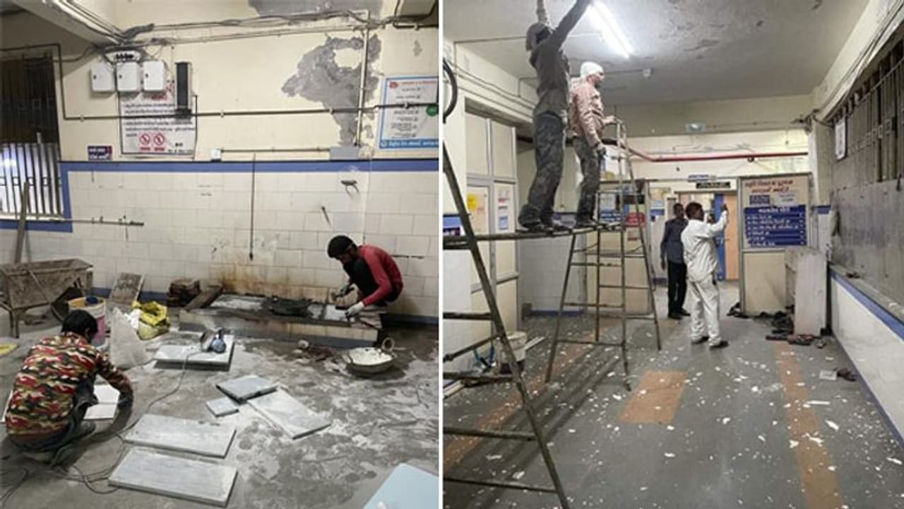 Morbi tragedy: मोदी विजिट से पहले रातों रात चमका मोरबी अस्पताल, कांग्रेस आप ने शेयर की रंगाई पुताई की तस्वीर Morbi tragedy: मोदी विजिट से पहले रातों रात चमका मोरबी अस्पताल, कांग्रेस आप ने शेयर की रंगाई पुताई की तस्वीर