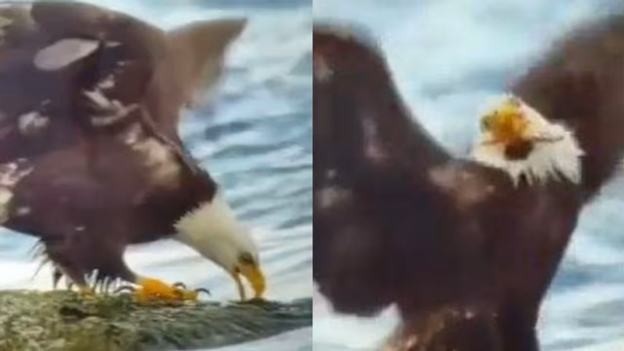 ഞണ്ടിനെ റാഞ്ചാന്‍ നോക്കിയ പരുന്തിന് സംഭവിച്ചത്; വൈറലായി വീഡിയോ 