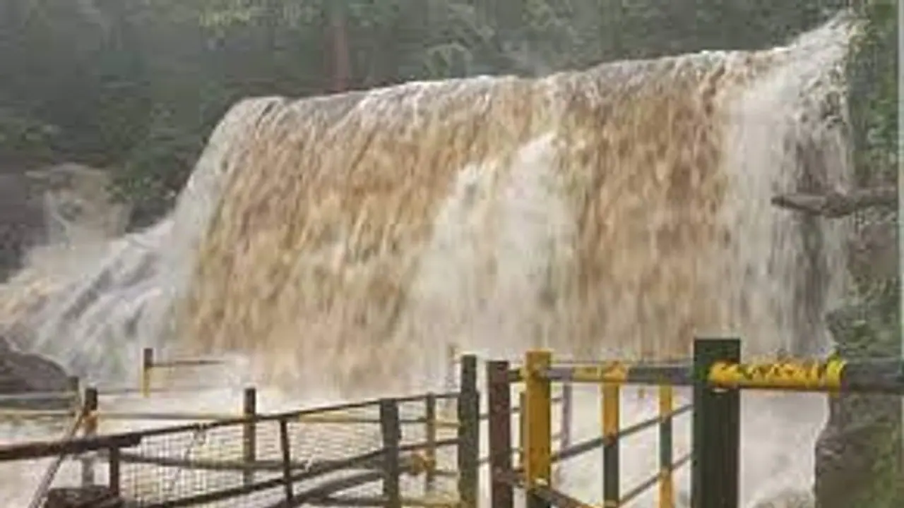 கனமழை காரணமாக சுருளி அருவியில் வெள்ளப்பெருக்கு... அருவியில் குளிக்க தடை விதித்தது வனத்துறை!!