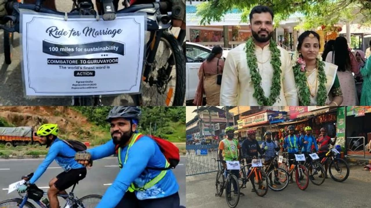 'ഗുരുവായൂരിലെ വിവാഹത്തിന് വരനും സംഘവും കോയമ്പത്തൂരിൽ നിന്ന് എത്തിയത് സൈക്കിൾ ചവിട്ടി'