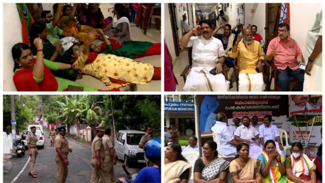 നിയമന കത്ത് വിവാദം: മേയറുടെ ഓഫീസ് ഉപരോധിച്ച് കൊടികെട്ടി ബിജെപി, ധർണയുമായി കോൺഗ്രസ്, കരിങ്കൊടി വീശി കെഎസ്യു നിയമന കത്ത് വിവാദം: മേയറുടെ ഓഫീസ് ഉപരോധിച്ച് കൊടികെട്ടി ബിജെപി, ധർണയുമായി കോൺഗ്രസ്, കരിങ്കൊടി വീശി കെഎസ്യു