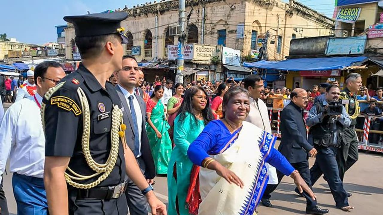 President Droupadi Murmu walks during her visit to Jagannath Temple in Puri President Droupadi Murmu walks during her visit to Jagannath Temple in Puri