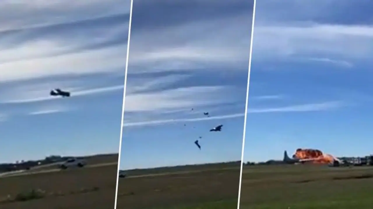 Two World War II planes collide mid air during US airshow in Texas, 6 feared dead Two World War II planes collide mid air during US airshow in Texas, 6 feared dead